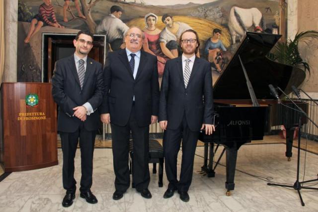 da sin. il compositore Marino, il Prefetto Soldà ed il pianista Prosseda